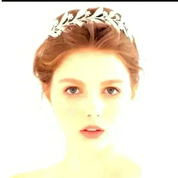 Floral Leaf Crystal Bride Wed Fairy Rhinestone Tiara - Picture 2 of 9